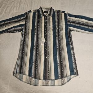 Wrangler Western Pearl Snap Long Sleeve Button Up Men's Size M Vintage Aztec